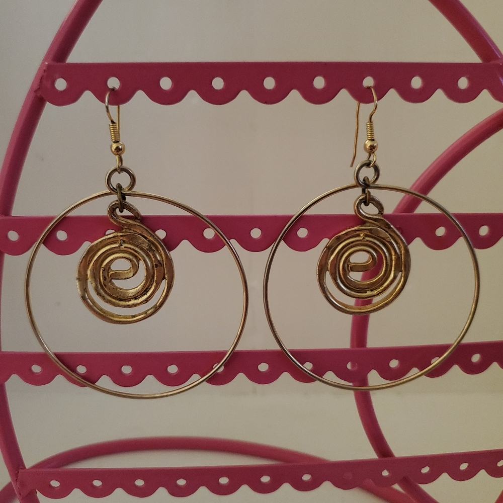Gold Spiral Hoop Earrings